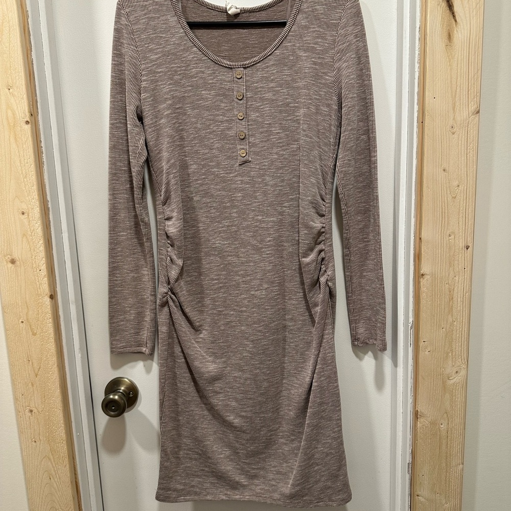 Pinkblush Taupe Button-Front Midi Dress